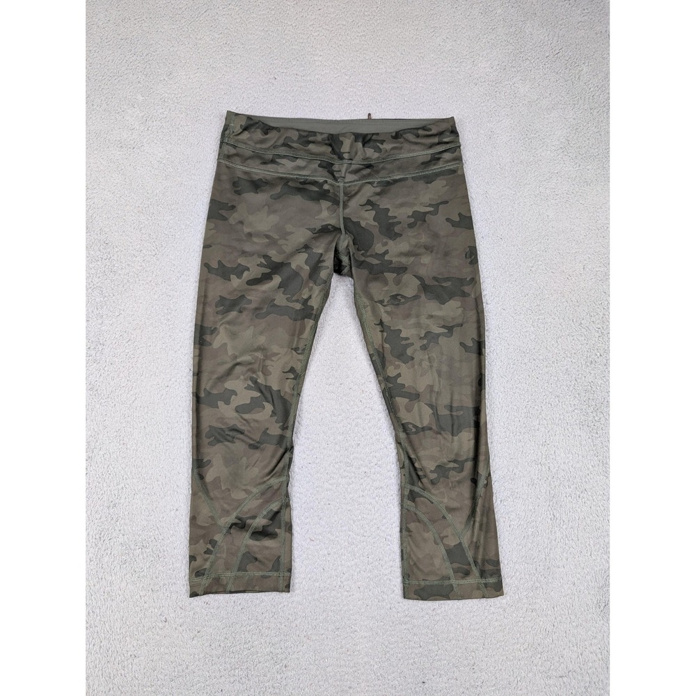 Lululemon Leggings Womens 8‎ Green Camo Run Inspire Crop Capri Running Luxtreme